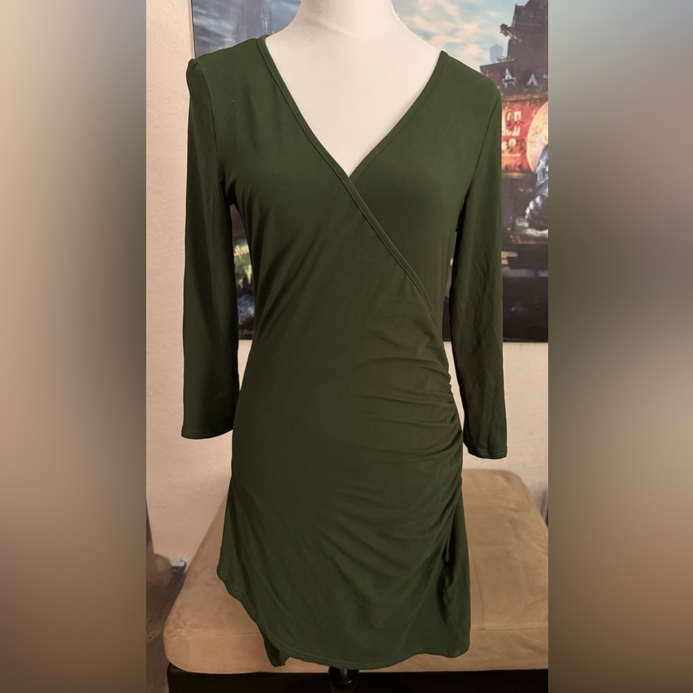 Green Bodycon Dress with Cross Front Sz L